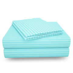 Cotton Satin King Size Bedsheet With 2 Pillow Covers - 108 X 108 Inches, Sky Blue | Super Soft Luxury Solid Bed Sheet For Home Decor