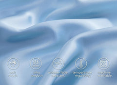 Silk Flat Bedsheet For Double Bed - 90x100 Inches, Sky Blue | Luxuriously Soft, Smooth & Skin-Friendly | Daily Use Breathable, Durable & Elegant Bedding For All Seasons