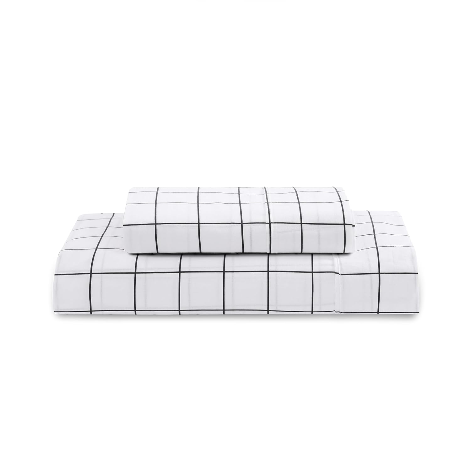 Breathable Cotton Flat Bedsheets With Pillow Cover - 60 X 90 Inches, White & Charcoal | Looking For Everyday Bedding | Softness Every Night | 144 Thread Count