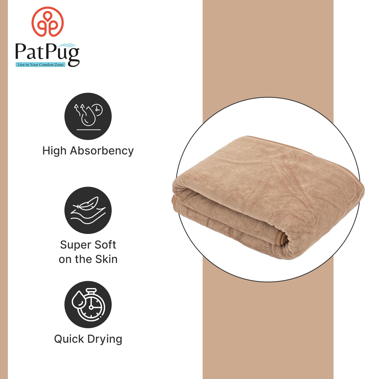 Patpug Ultrasoft Microfiber, Comfortable, Fade Resistant, Highly Absorbent, Quick Drying Large Bath Towel 400 Gsm (Brown)