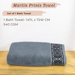 Rangoli 100% Cotton Fibre Bath Towel 600 Gsm | Highly Durable & Absorbent Towel | Skin-Friendly & Quick Drying Luxury Towels (Grey) - Pack Of 1