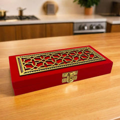 Decorative Shagun Cash Gift Box For Money Gaddi, Jewellery, Gifting Sagan Wedding Occasion, Acrylic Design Rectangle Shape, Colour - Red