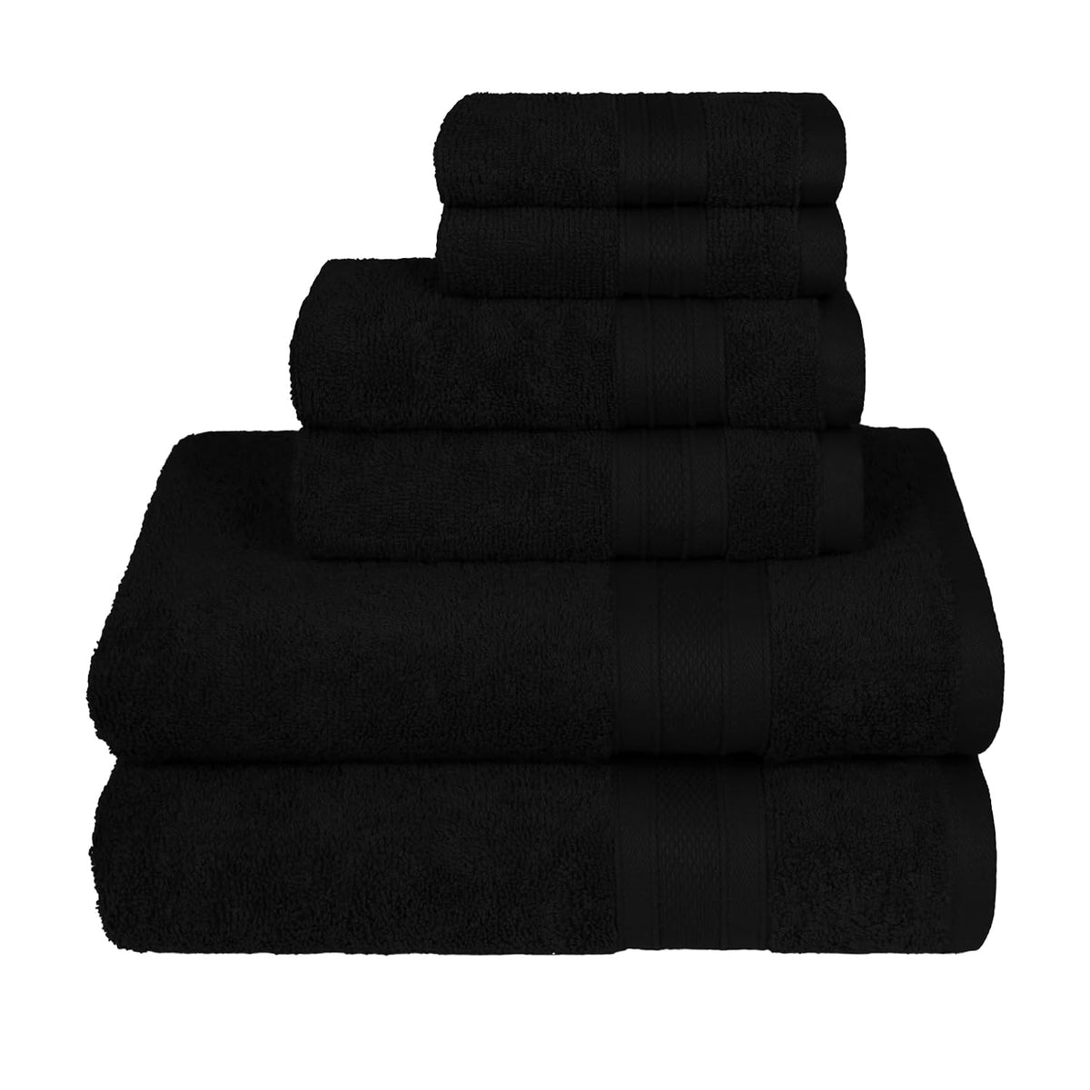 Trident Soft Comfort Air Rich Bath Towels 500 Gsm | 100% Cotton Towel, Super Soft, Highly Absorbent, 6 Pieces (Black)