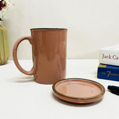 Mauve Ceramic Coffee Mug With Lid Set Of 2 Pieces - 280ml Each | Studio Pottery Ceramic Mugs For Coffee, Tea, Milk - Microwave Safe & Leak Proof