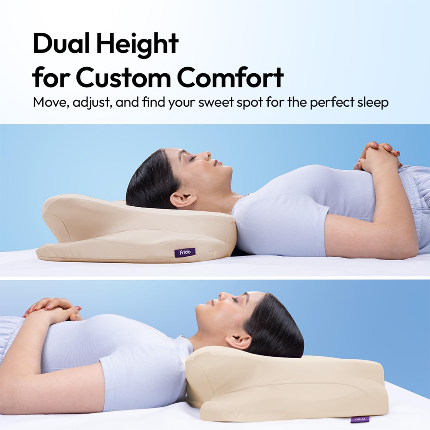 Cervical Butterfly Pillow, Orthopedic Memory Foam Pillow, Beige & White | For Neck & Shoulder Pain Relief | Ergonomic Contours, Pillow For Side Sleepers With Arm Support - Pack Of 1
