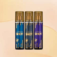 Layer'r Shot Iconic +  Passion Play +  Dynamic Fragrant Body Spray 135ml Each 4.56 Fl.oz. Each Pack Of 3