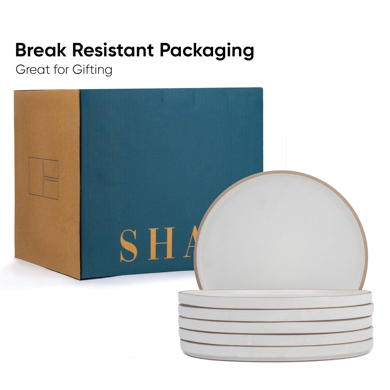 Ceramic Dinner Plates Set Of 6 Pieces, Off White | Ceramic Plates Set With Matte Finish - Premium Stoneware | Dinner Plates Ceramic - Japandi Dinner Plates