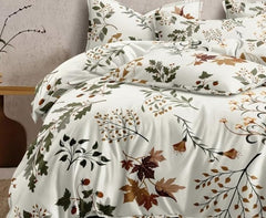 Printed King Size Double Bedsheet With 2 Large Pillow Cover - Size 72 X 78 X 10 Inches, White | Cotton Elastic Fitted All Around Bedsheet - Breathable & Wrinkle Free