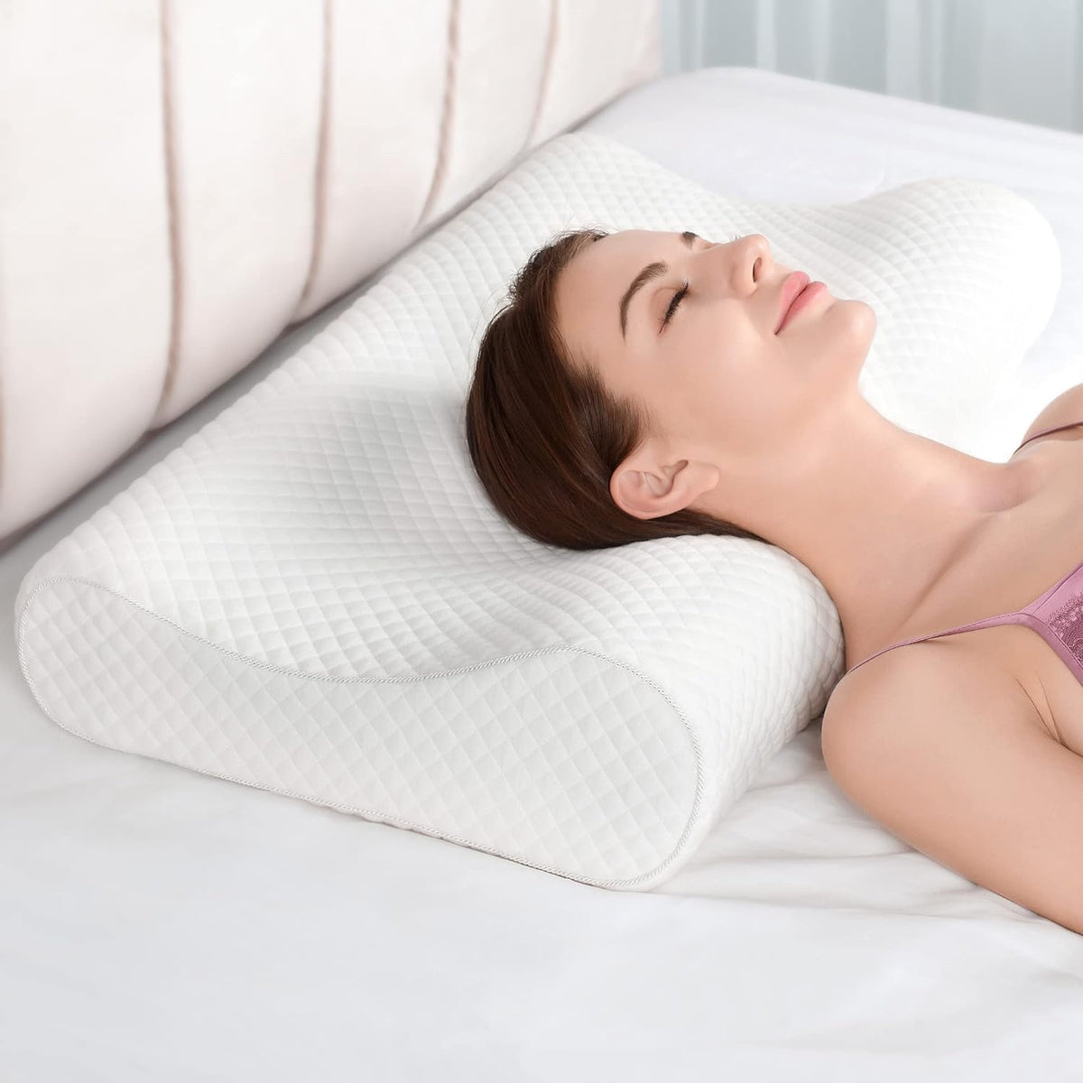 Orthopedic Memory Foam Pillow, Cooling Gel Pillow, White, Standard Size - Sf 1 | Neck & Back Support, Pillow For Sleeping, Bed Pillow | Comfortable Pillow, Adjustable, Soft Pillow