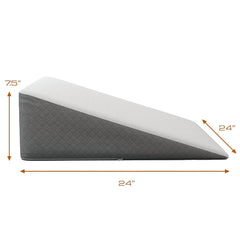 Wedge Pillow, Memory Foam Incline Cushion, For Back Pain Relief - White & Grey | Adjustable Pillow, For Leg & Acid Reflux Relief | Orthopedic Bed Wedge Pillow For Snoring, Surgery Recovery