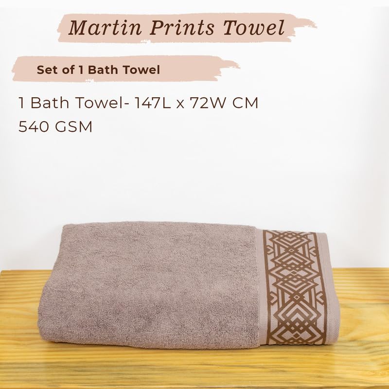 Rangoli 100% Cotton Fibre Bath Towel 600 Gsm | Highly Durable & Absorbent Towel | Skin-Friendly & Quick Drying Luxury Towels (Brown) - Pack Of 1