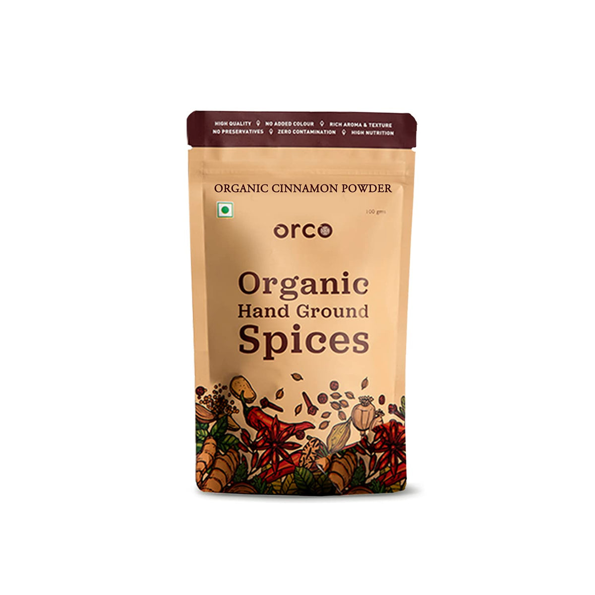Orco Organic Handground Usda Certified Cinnamon Powder, Natural Finest Dalchini With Anti - Inflammatory And Antioxidant Properties | 100gm 0.2lbs