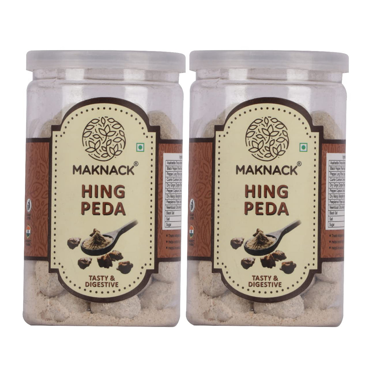 Maknack Hing Peda 500gm, (250gm *2) | Ayurvedic Digestive Churan For Good Health | Jar Pack