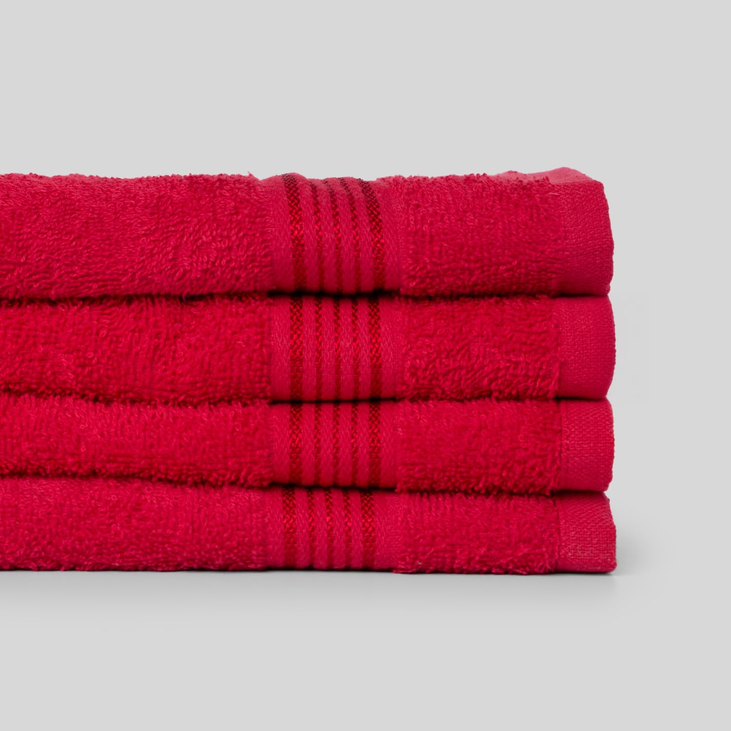 Kopa Quick Dry 100% Cotton Soft Terry Face Towel 640 Gsm | Quick Dry 100% Cotton Super Absorbent, Lightweight (D'Ross) Face Towel (Red)- Pack Of 4