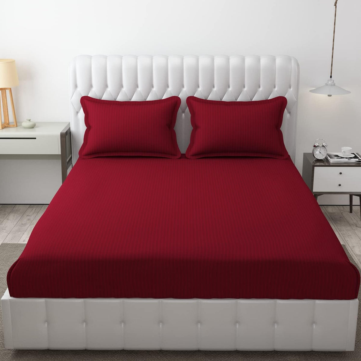 Wrinkle Resistant King Size Bedsheet With 2 Pillow Cover - 108 X 108 Inches, Maroon | Smooth, Breathable, Comfortable Double Bedsheet