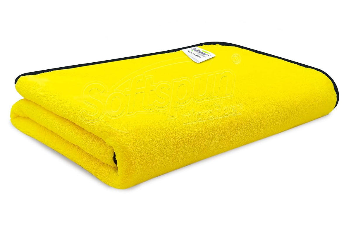 Softspun Microfiber Bath Towel 221 Gsm | Ultra Absorbent Super Soft & Lightweight Quick Drying For Men & Women Daily Use Large Size Towel (Yellow)