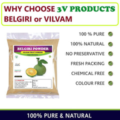 3v Products Organic Belgiri Powder Vilvam Fruit, Bael Phal Dry, Bilva, Aegle Marmelos, Wood Apple, Cholesterol, Body Heat Reduce, Gastric & Constipation | 1 Kg 2.2lbs