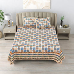 Cotton King Size Bedsheet With 2 Matching Pillow Covers - 90 X 108 Inches, Multicolor | Designer Printed Bedsheet Set - Naturally Soft, Breathable, & Skin-Friendly