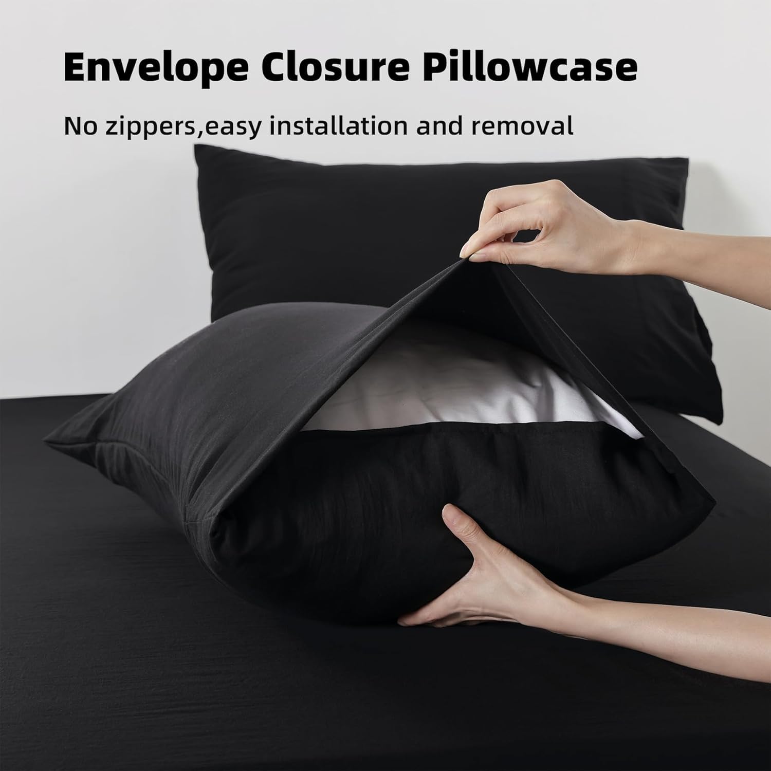 Premium Solid Plain Single Bedsheet With 1 Pillow Cover | Size 60 X 90 Inches, Black | 300 Thread Count Microfiber For Single Bedsheet