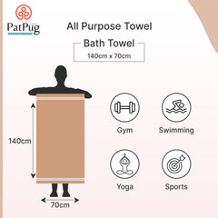 Patpug Coral Microfiber Ultrasoft Comfortable Highly Absorbent Quick Drying Large Bath Towel 350 Gsm (Brown)