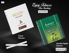 Aarogyam Herbals Pack Of 2 Flavours 100% Tobacco & Nicotine Free Cigarette For Relieve Stress & Mood Enhance Product Green Apple, Clove - 10 Sticks X 2 Packets