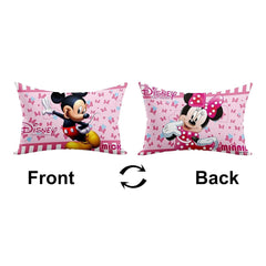 Kid's Disney Mickey & Minnie Pillow For Sleeping, Cozy & Fluffy Super Soft Pillow, Pink - 12x18 Inches | Suitable For All Sleepers, Multipurpose & Comfortable, Breathable - 2 Pcs
