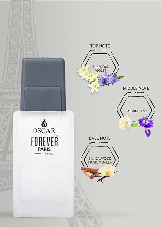 Oscar Forever Paris | Long Lasting Perfume For Men & Women | Exhilarating Floral Fragrance | Everyday Unisex Perfume | 60ml 2.1 Fl.oz. | Original Forever Paris Perfume