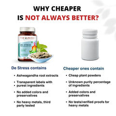 The Quin Co. De - Stress New Age Ashwagandha Tablets With Nootropics, 5% Withanolides, Stress Relief & Anxiety 1200mg, Plant Based | 60 Veg Tablets 100gm 0.2lbs