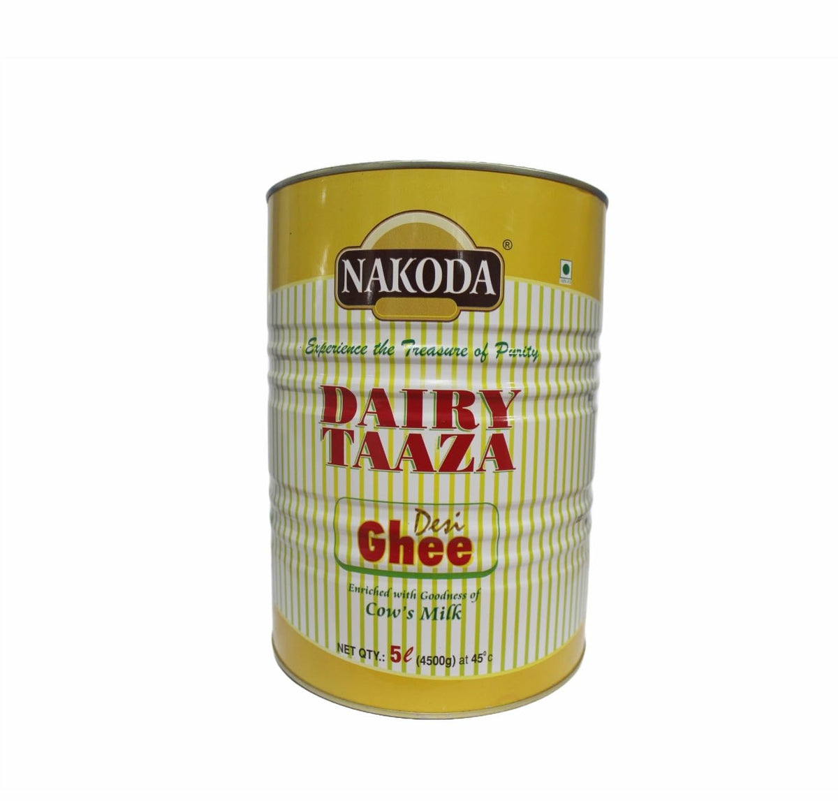 Premium Dairy Taaza Desi Ghee By Nakoda | Good Source Of Vitamin A, Delicious Healthy & Nutritious Desi Ghee Perfect For Laddus | (5 Litre) 169.0 Ounce | Tin Pack