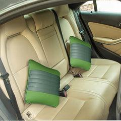 Memory Foam Square Cushion Insert Pillow Filler, Green - 13 X 13 Inch | For Back Support & Back Pain Relief With Leather Outer Cover | Portable, Removable Cover, Long Lasting - Set Of 2