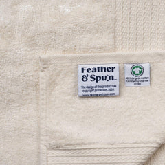 Feather & Spun Organic Cotton Bath Towel 650 Gsm | Lavender Fragrance Gots Certified Anti Microbial Fade Resistant Double Needle Stitch Towel (Cloud Dancer)