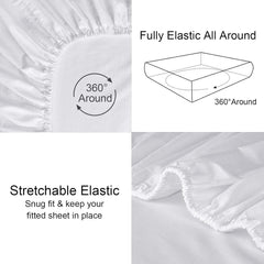 Striped King Size Fitted Bedsheet With 2 Pillow Cover - 72 X 78 + 12 Inches, White | Comfortable, Wrinkle Resistant, Fade Resistant & Environmentally Friendly