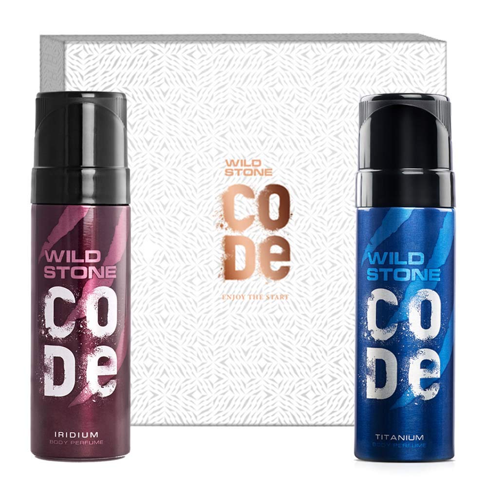 Wild Stone Code Iridium & Titanium Men Body Perfume 240ml 8.1 Fl.oz. Pack Of 2 | Perfect For Partywear Perfume