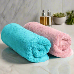 Heelium Bamboo Hand Towel 600 Gsm | Ultra Absorbent & Anti-Bacterial 3x Softer Than Cotton Towels | Pack Of 2 - Peach, Teal