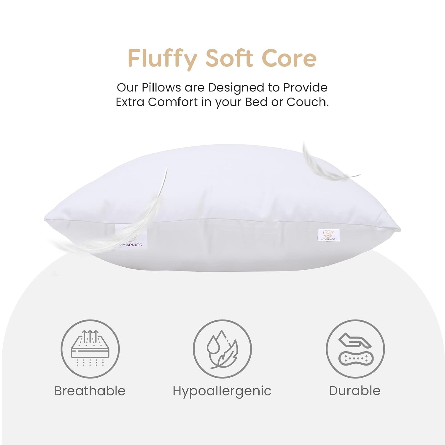 Microfiber Square Soft Pillow Cushion For Sofa & Bed, White - 18 X 18 Inch | Fluffy Pillow For Comfort & Back Support | Breathable, Washable, Hypoallergenic, White Cover With Zip - Pack Of 5