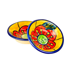 Hand Painted Floral Round Ceramic Dip Bowls Set Of 2 - Multicolor | Chutney Bowls - Ketchup Bowls