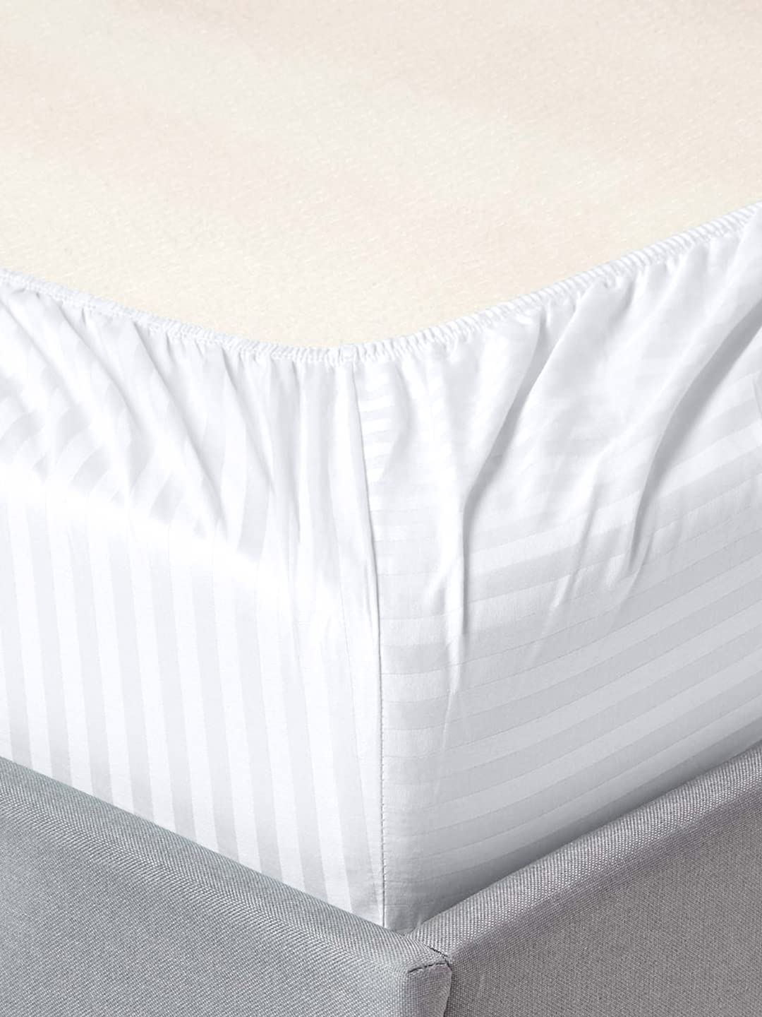 King Size Fitted Bedsheet With 2 Pillow Cover - 72 X 78 Inches, White | Super Soft Premium Brushed Glace Cotton Bedsheet, Breathable & Wrinkle Free