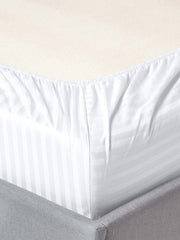 King Size Fitted Bedsheet With 2 Pillow Cover - 72 X 78 Inches, White | Super Soft Premium Brushed Glace Cotton Bedsheet, Breathable & Wrinkle Free
