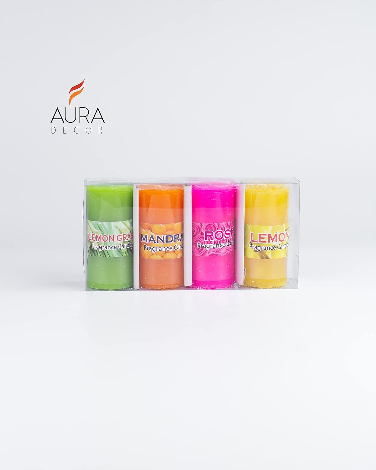 HIGHLY FRAGRANCE MINI PILLAR CANDLE MULTI COLOUR | SET OF 4 DECORATION CANDLE
