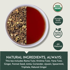 Luxmi Estates Tulsi + Ginger Herbal Tea - 30gm, 1.05 Ounce, 15 Tea Bags Each | USDA Certified Organic Tea - Caffeine Free Herbal Tea | Immune Support, Relief & Uplift Mood