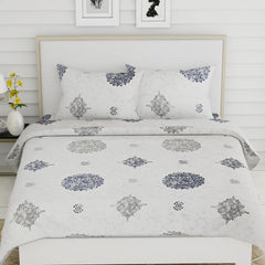 King Size Pure Cotton Bedsheet With 2 Pillow Covers | 108 X 108 Inches, Grey & Black | Perfect For Gifting On Weddings, Housewarmings, Or Anniversaries