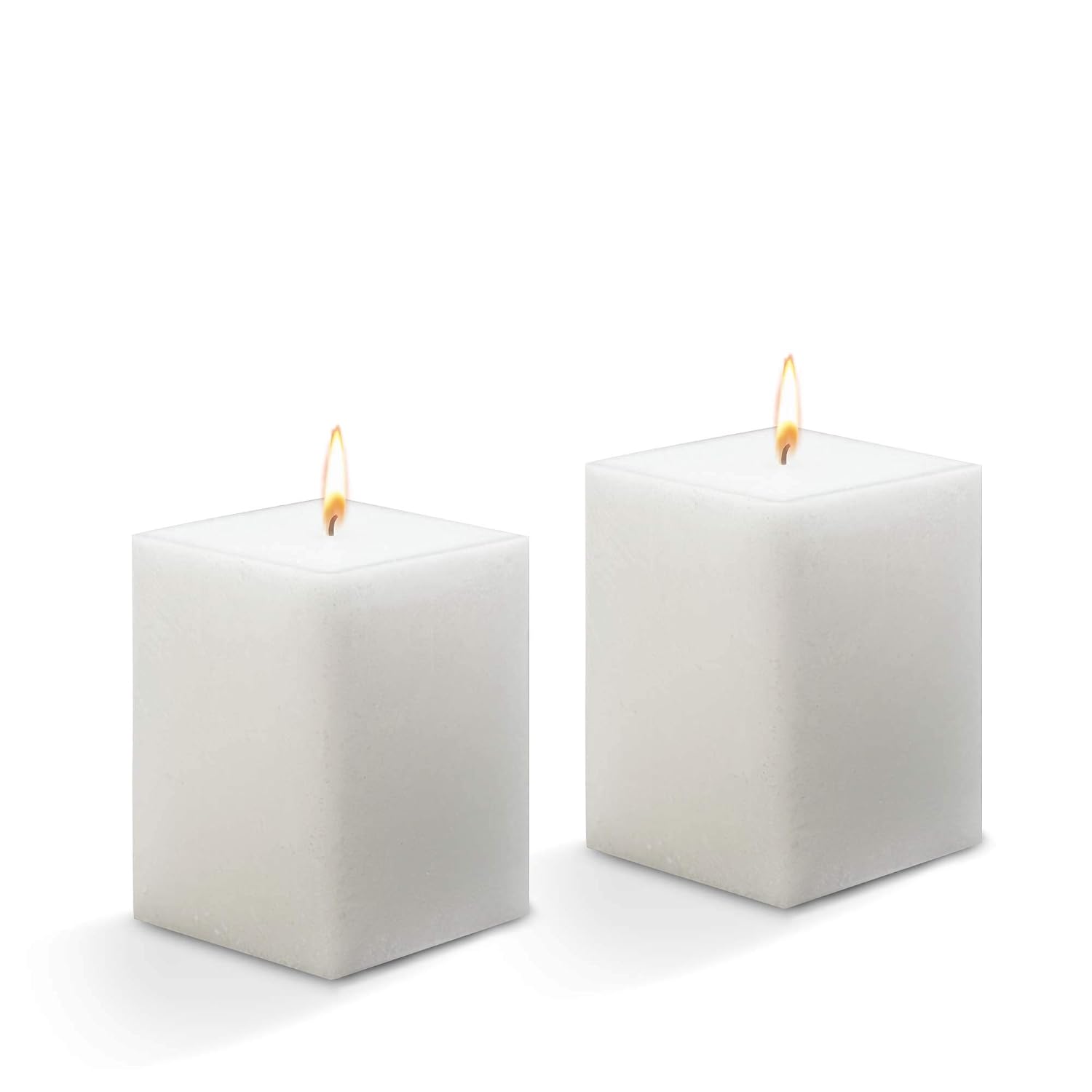 WHITE UNSCENTED SQUARE CANDLE 3 INCH PACK OF 2 | BURNING TIME 60 HOURS EACH