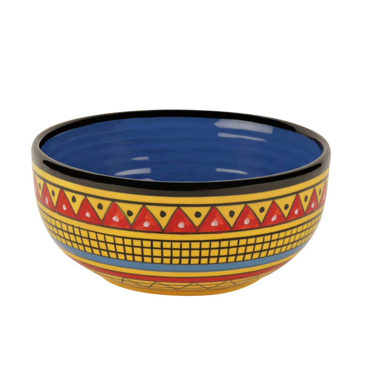 Hand Painted Ceramic Serving Bowl - 800ml, Yellow | Salad Bowl - Ceramic Vegetable Serving Bowl