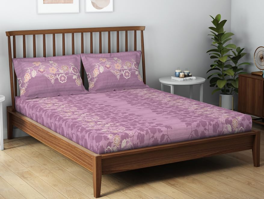100% Cotton Double Bedsheet With 2 Pillow Cover - 90 X 100 Inches, Blush | Soft & Breathable, Comfortable & Durable Bedding For All Seasons