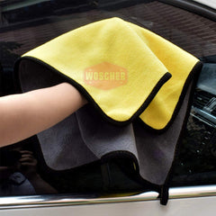 Woscher Microfiber Cloth 800 Gsm | Ultrasoft & Quick Drying Car Microfiber Cleaning Towel, Lint Free Automotive Microfiber Towel (Yellow & Grey)- Pack Of 5