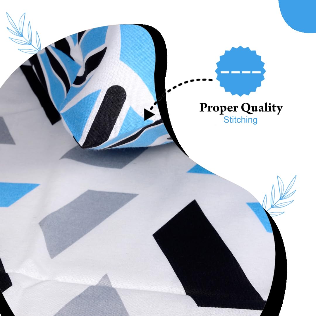 Cotton Double Bedsheet With 2 Pillow Covers | 87 X 100 Inches, Grey & Blue - Soft & Breathable Fabric | Comfortable For Daily Use