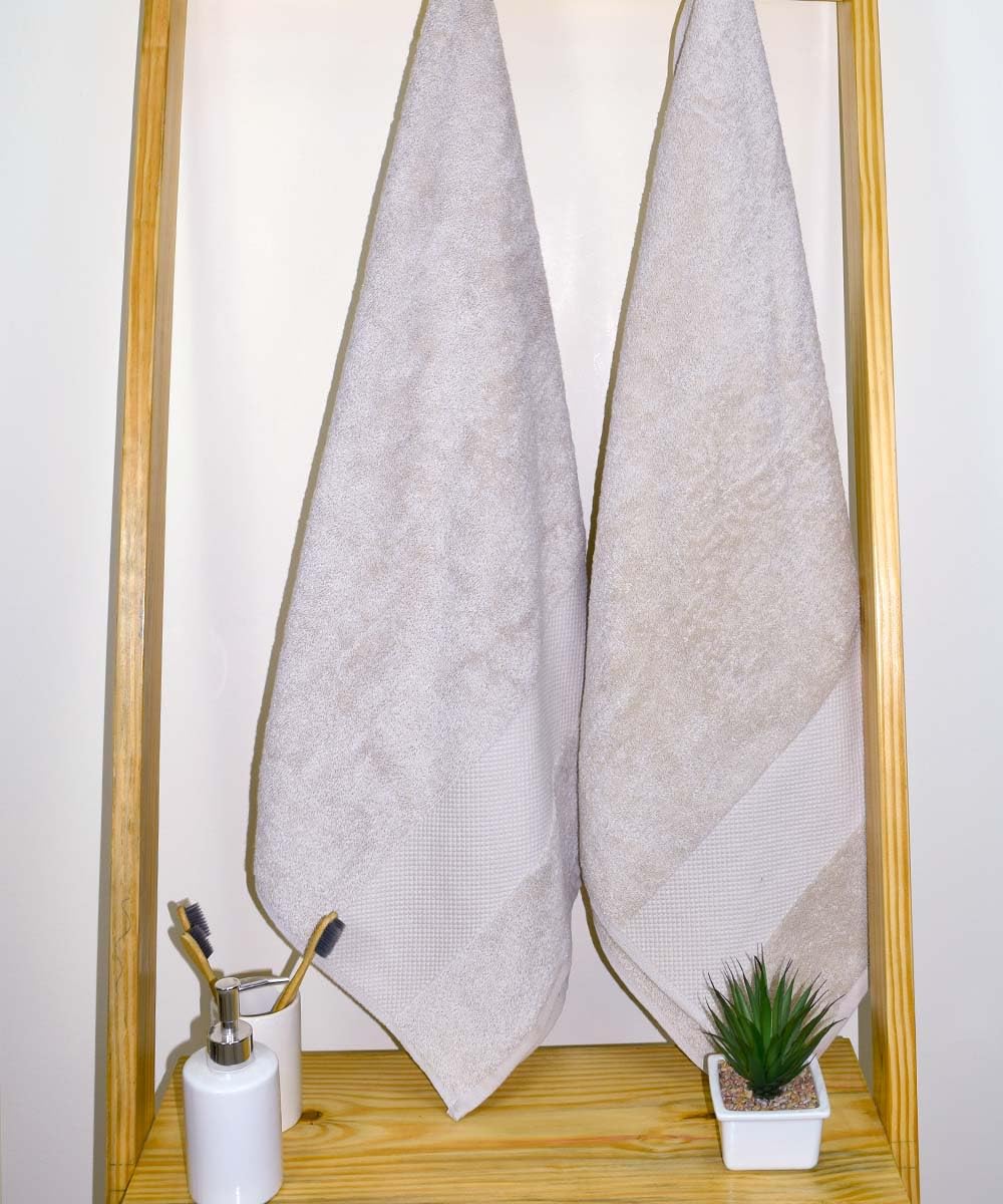 Rangoli Soft Absorbent Durable Towels Earthly Egyption Cotton Plush Luxurious Large Size Bath Towel 1000 Gsm (Grey)- Pack Of 3