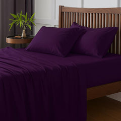 100% Pure Cotton Double Bed Bedsheet With 2 Pillow Covers - Size 90 X 100 Inches, Dark Purple | Lightweight, Soft & Breathable - Perfect For Gifting On Weddings