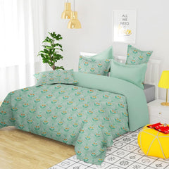 1 Double Bedsheet With 2 Matching Pillow Covers - 90 X 90 Inches, Sea Green | Soft Brushed - Breathable & Wrinkle Free | Natural Fiber, Pure Cotton Bedsheet
