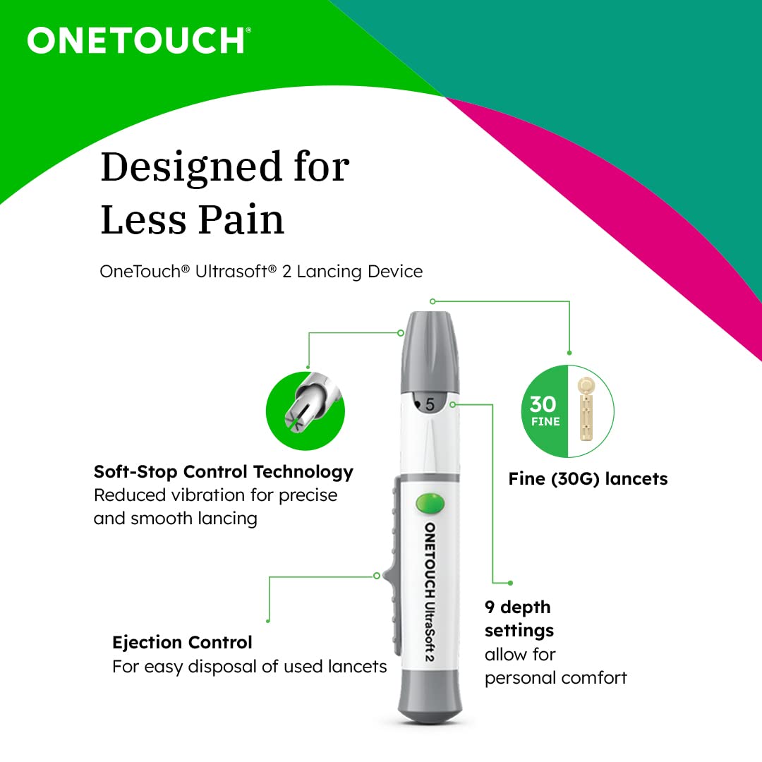 OneTouch Select Plus Simple Glucometer Machine | Simple & Accurate Testing Of Blood Sugar At Home - Blood Glucose Monitoring System | Free 10 Test Strips + 10 Sterile Lancets + 1 Lancing Device